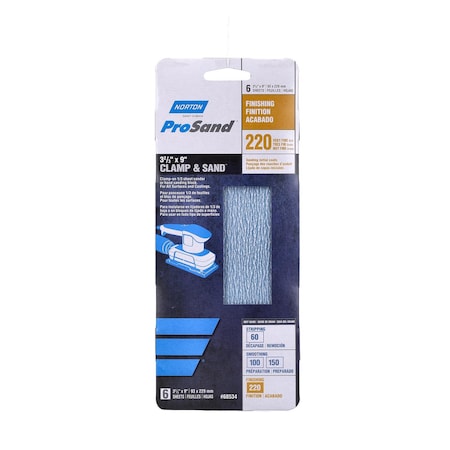 Norton Abrasives Norton ProSand 9 in. L X 3 in. W Aluminum Oxide 220 Grit Very Fine 1/3 Sheet Sander 07660768534